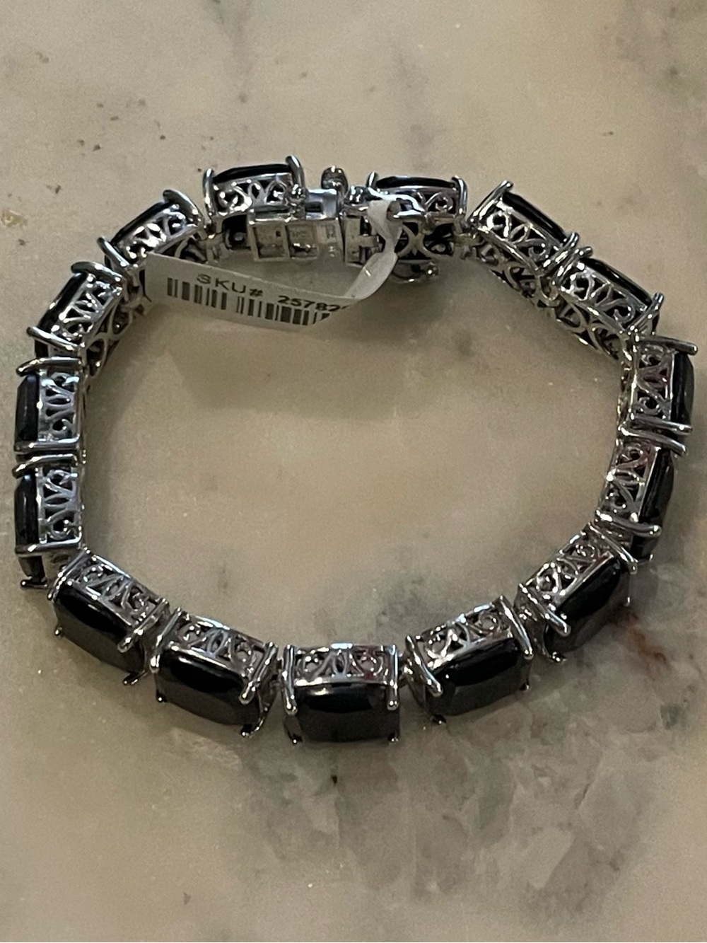 Sterling Silver 925 STS Black Onyx Tennis Bracelet - Elegant Women's Jewelry